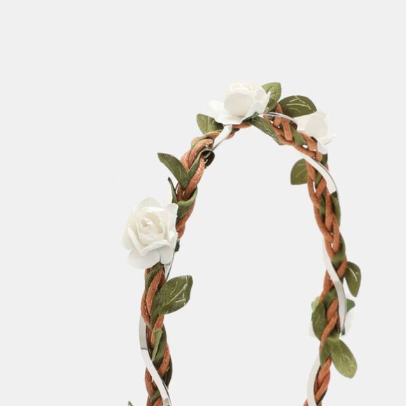 Bandeau tressé à fleur de rose - Picture 2 of 2